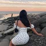 Elegant Polka Dots Sleeveless Mini Dresses 2020 Fashion Ruched Sexy Backless Straps Summer Sundress Holiday Dress