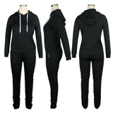 X00285L New arrival sport women two-piece set+Solid color hooded sweatpants suit