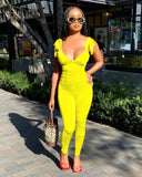 PHOENIX Solid color ruffled shoulder strap sexy jumpsuit