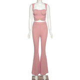 X00577V New 2021 autumn/winter sexy slim tank top high waist and hip wide-leg pants casual suit