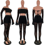 X00821S Phoenix 2021 New nightclub sexy mesh perspective pleat set two-piece women's wear