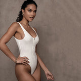 X00290S Summer 2021 new cotton women's sexy tight pit zipper bodysuit