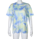 Ready to ship summer tie dye print casual woman clothing tshirt two piece short set