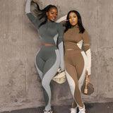 X01972C 2 Piece Outfits Women Hot Letter Zipper Tracksuit Spring Turtleneck Tops And Legging Sets Femme Casual Sport Matching