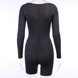 summer slash neck long sleeve skinny women rompers elastic sporty fashion playsuits activewear bodycon streetwear