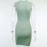 2020 Autumn The new green slim girl's dress+Sexy features a round neck skirt with a bust