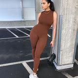 2020 wholesale workout Hot style women's sexy tight sleeveless one piece jumpsuit