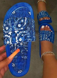 Wish Hot Selling Slippers Female Ladies Shoes Sandals Large Size Bandana Flat Sandals Wholesale