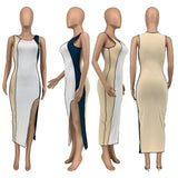 Patchwork Bandage Maxi Dresses For Women Bodycon Night Clubwear Solid Sexy Hot Summer Party Dress