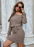 2020 Hot style long sleeved off-the-shoulder one-step dress casual women's dress in stock