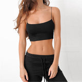 Summer Sexy Female Crop Tops 95% Cotton Women Sleeveless Straps Tank Top Solid Fitness Lady Camis Casual White Black