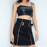 Zip Up Chic Streetwear Mid Waist Black Mini Skirt Designers Autumn Women Sexy Skirts