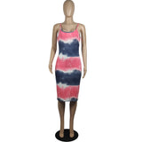 Women's dress with a tie-dye print hip wrap dresses condole belt skirt