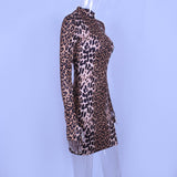 hot sale summer long sleeve leopard women dress sexy