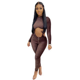 Velour Crop Top And Overalls 2 Piece Sets Women Hooded Long Sleeve Fitness Activewear Fashion Tracksuits Winter Sale