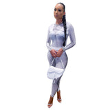 Print Color Match Two Piece Set Women Sexy Bodysuit Leggings Slim Streetwear Co-ord Outfits Female Party Clubwear Cloth