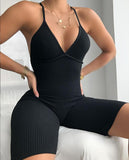 fitness women romper v-neck sexy backless sleeveless playsuit skinny 2020 summer sportswear bodycon streetwear clothes