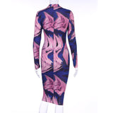 2020 long sleeve print bodycon sexy dress women party elegant slim Christmas club outfits