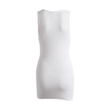 cotton sleeveless v-neck women dress elastic fitness fashion solid white skinny bodycon mini dresses streetwear outfits