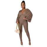 2020 Hot style Sexy women Deep V neck jumpsuit Backless leash bat-sleeve suit Plus size in stock