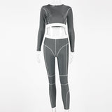 Women fitness sport two piece set top leggings striped patchwork fashion 2 pcs tracksuits festival clothing