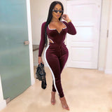 2020 New autumn fashion women jumpsuits European and American sexy fashion velvet sports women's jumpsuit