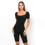 Summer 2020 wholesale hot style new short sleeve low collar backless sports fitness jumpsuit women