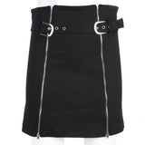 Zip Up Chic Streetwear Mid Waist Black Mini Skirt Designers Autumn Women Sexy Skirts