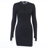 new slim dress sexy skirt Fashion New long-sleeved dress new street style zipper wrap hip skirt