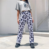 X00430L Phoenix Hot style new arrival women pants+Fashionable dairy cow print straight pants