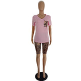 X00603M tie-dye casual ladies home suit and shorts two-piece set Leopard print two-piece set