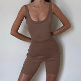 Women shorts jumpsuit skinny backless playsuit active wear rompers female fashion casual bodysuit