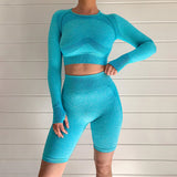 X00305L New arrival women two-piece set+Knit tight yoga suit breathable exercise suit