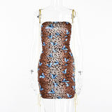 new style women animal print dress sexy bandage slip dress female club clothing evening