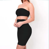 X00166L Sexy slimming vest pleated bodice two-piece skirt with buttock wrap+Trendy solid color club party set