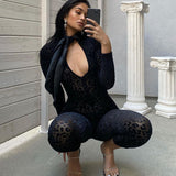 2020 autumn winter new fashion trend half-open zipper long sleeve slim jumpsuit casual sexy jumpsuit bodycon in stock