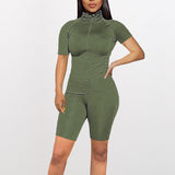 X00417S 2021 fashion women outfit two-piece multi-color short track suit