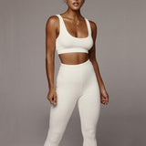 Sexy Two Piece Set Sleeveless Crop Top Tank And Long Pants Skinny Tracksuit Women Fitness Sportswear Slim Pencil Outfit