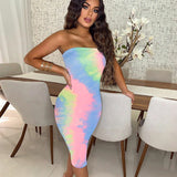 floor price Hot-selling tie-dye dresses for summer 2021 the new sexy sleeveless strapless