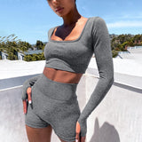 X01258C women letter print reflective skinny tracksuit fitness full sleeveless crop+biker shorts set streetwear casual slim