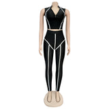 X00165M Women fashion casual sports two-piece suit Slim sleeveless top and trouser