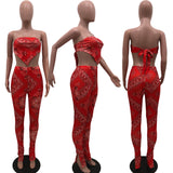 X00838S Phoenix 2021 New dress nightclub sexy print strapless strapless band two pieces suit