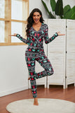 2020 New Sexy deep V-neck Christmas moose print long sleeve women's jumpsuit in stock