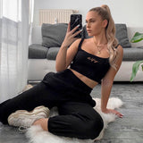 X01250C women letters Embroidery two pieces set strapless crop top fitness Moto Biker shorts slim outfit summer skinny tracksuit