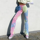 X00528M Tie-dyed elasticized waist slacks the new fashion sport pants autumn 2021 casual pants