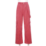 X01600C Phoenix 2021 girls Street pat feeling high waist loose and slim straight pant Corduroy wide-leg trousers