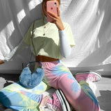 X00528M Tie-dyed elasticized waist slacks the new fashion sport pants autumn 2021 casual pants