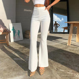 X00725L Fashion street photography temperament commuting high waist micro casual trousers long women pants