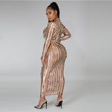 2020 new style Sexy stretch torn cloth solid color round neck long sleeve dress night club women in stock