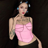 X00148M Sexy narrow straps low-cut top Women summer V-neck crop top Sweet 2 colors fashion vest